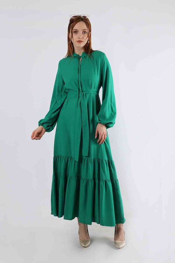 Pomegranate Belted Dress Green - 3
