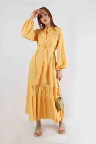 Pomegranate Belted Dress Yellow - 1