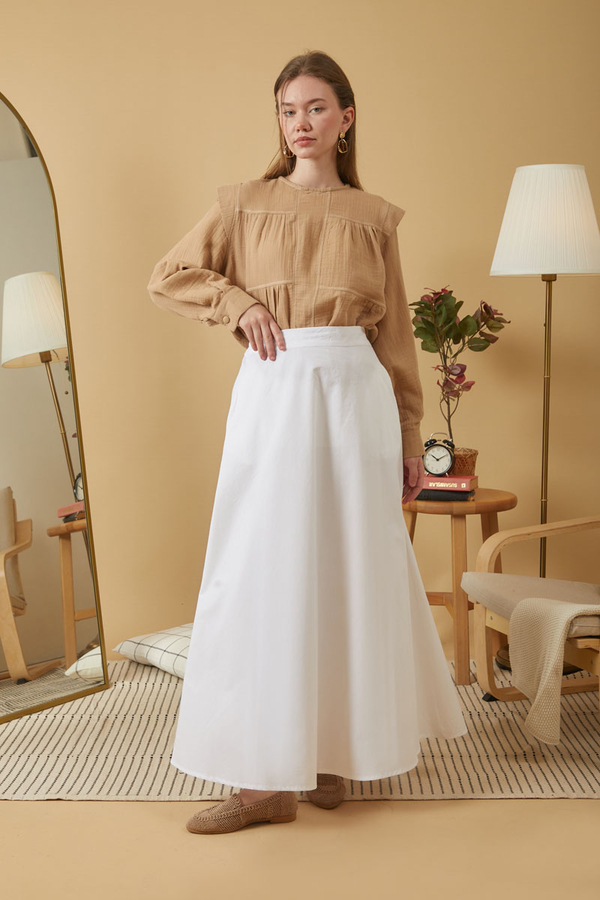 Poplin Etek Beyaz - 4