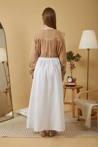 Poplin Etek Beyaz - 6