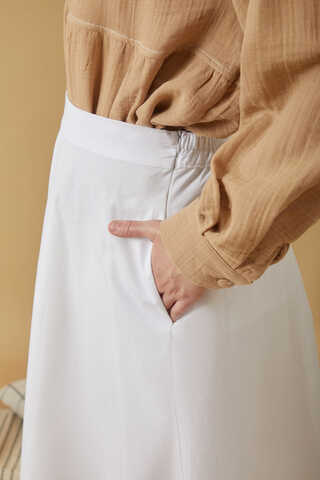 Poplin Etek Beyaz - 8