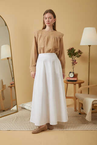 Poplin Etek Beyaz - 9