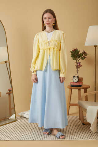 Poplin Etek Buz Mavisi - 1