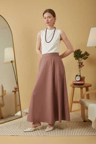 Poplin Etek Kahverengi - 1