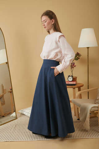 Poplin Etek Lacivert - 4