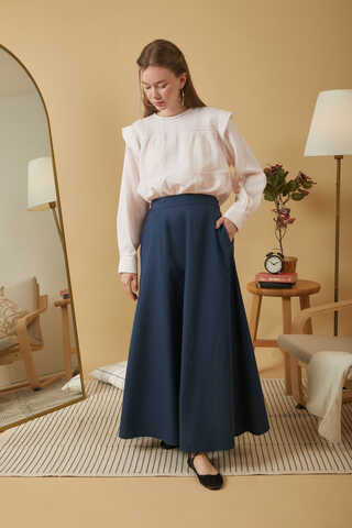 Poplin Etek Lacivert - 5
