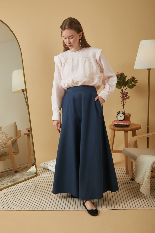 Poplin Etek Lacivert - 5