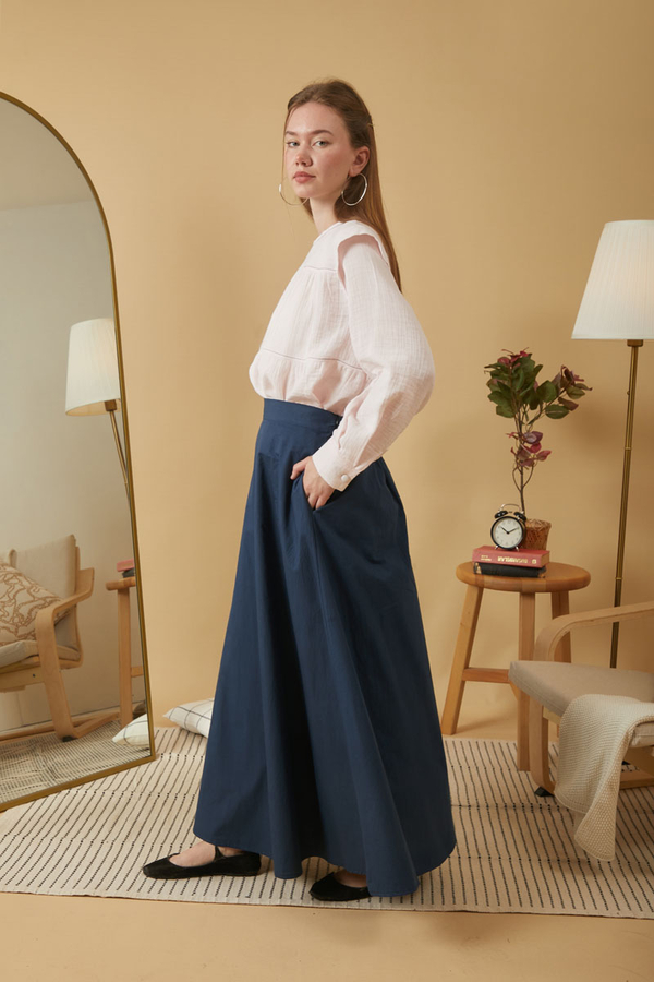 Poplin Etek Lacivert - 6
