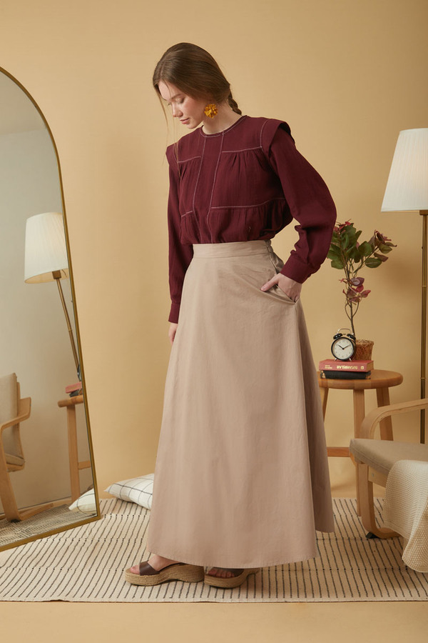 Poplin Etek Vizon - 6