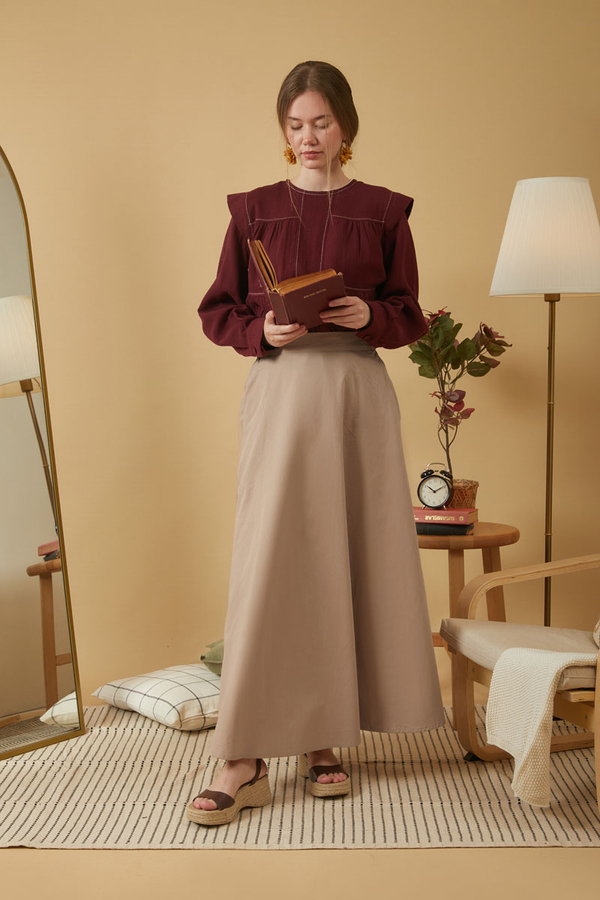 Poplin Etek Vizon - 8