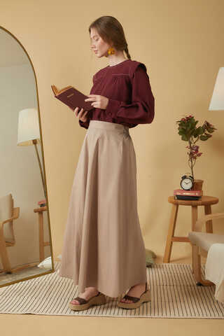 Poplin Etek Vizon - 9