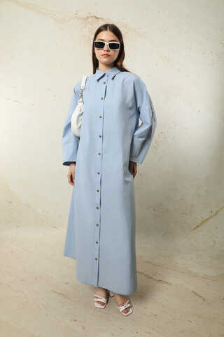 Poplin Gömlek Elbise Bebe Mavisi - 1