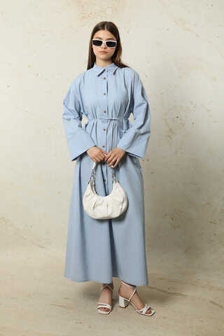 Poplin Gömlek Elbise Bebe Mavisi - 2
