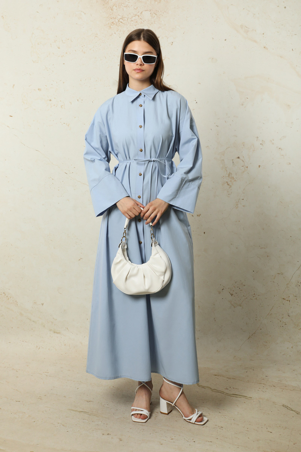 Poplin Gömlek Elbise Bebe Mavisi - 2