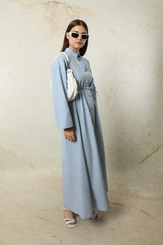 Poplin Gömlek Elbise Bebe Mavisi - 4