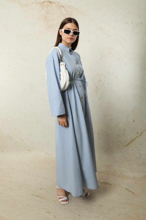 Poplin Gömlek Elbise Bebe Mavisi - 4