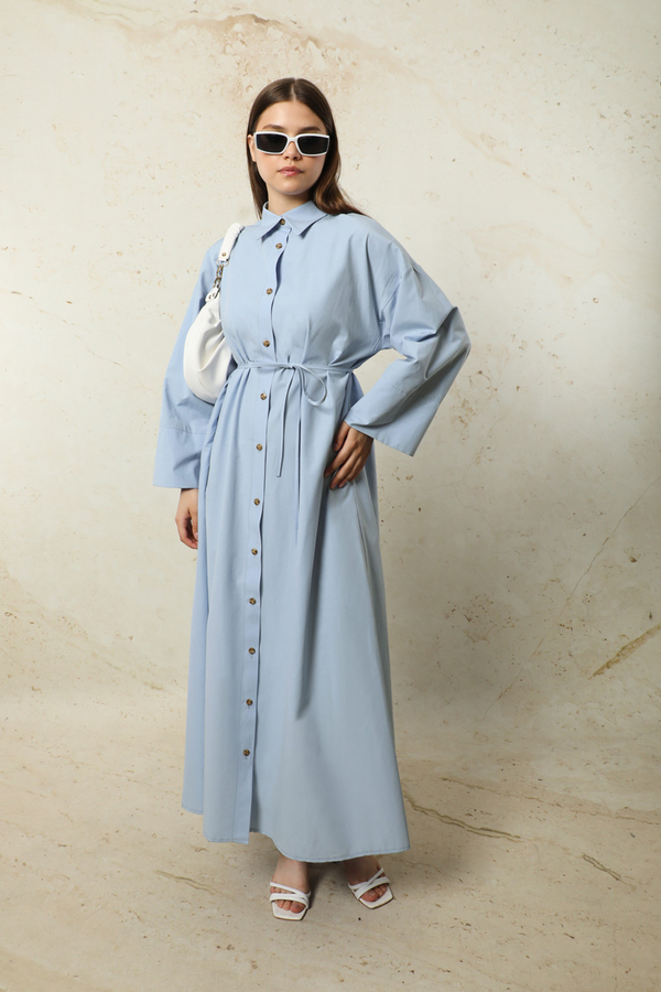 Poplin Gömlek Elbise Bebe Mavisi - 6