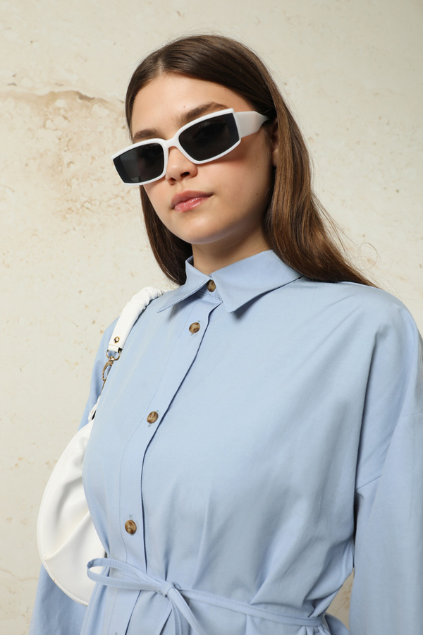 Poplin Gömlek Elbise Bebe Mavisi - 5