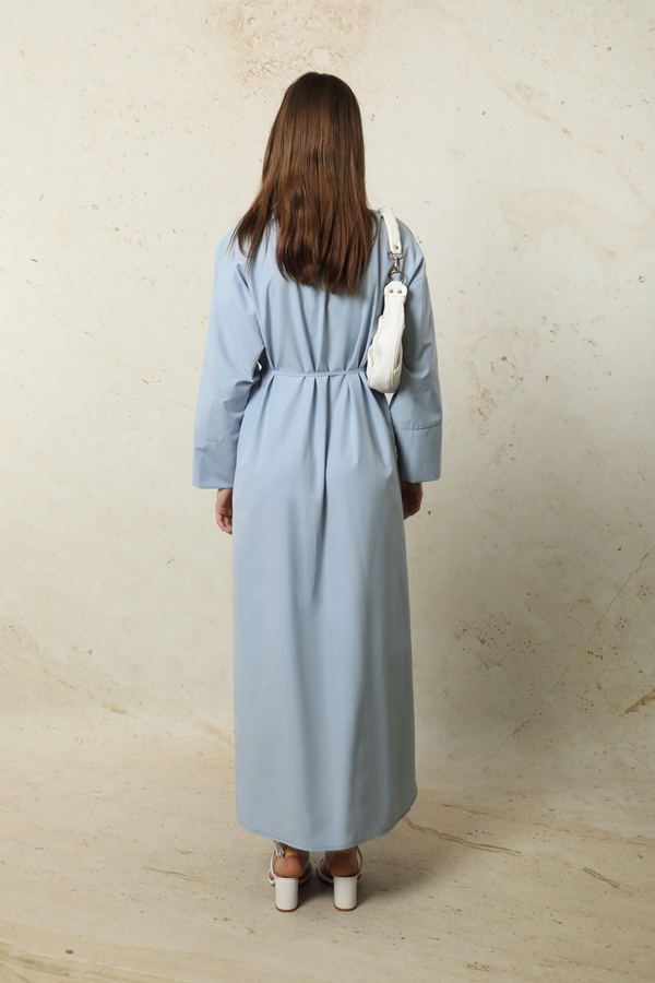 Poplin Gömlek Elbise Bebe Mavisi - 9