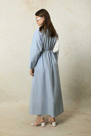 Poplin Gömlek Elbise Bebe Mavisi - 8