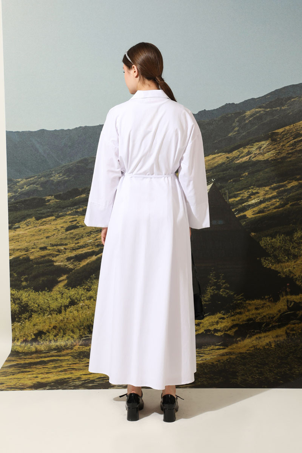Poplin Gömlek Elbise Ekru - 6