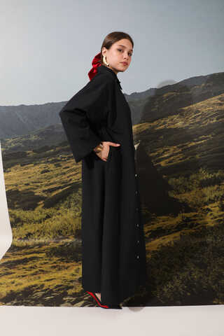 Poplin Gömlek Elbise Siyah - 2