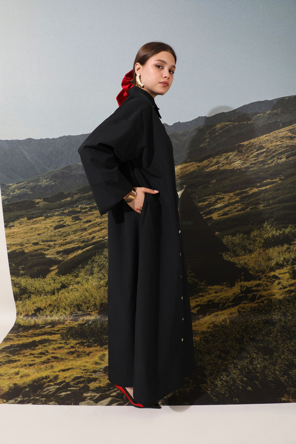 Poplin Gömlek Elbise Siyah - 2