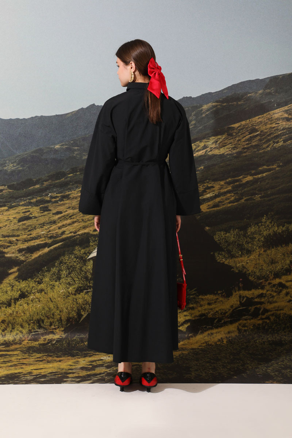 Poplin Gömlek Elbise Siyah - 6