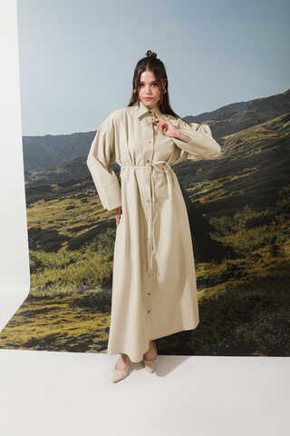 Poplin Gömlek Elbise Taş - 1