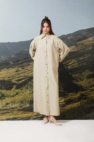 Poplin Gömlek Elbise Taş - 2