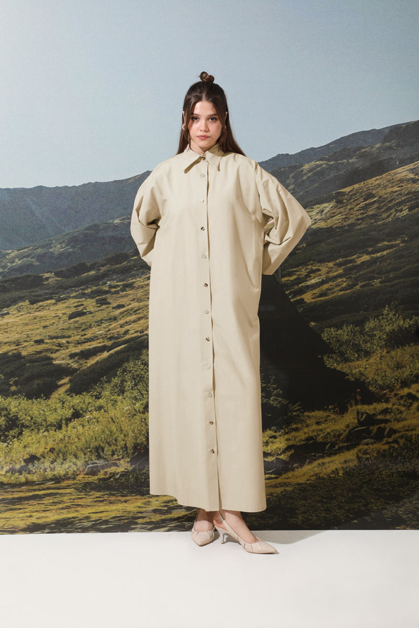 Poplin Gömlek Elbise Taş - 2