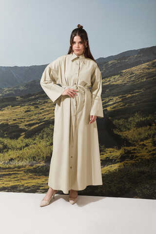 Poplin Gömlek Elbise Taş - 6