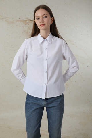 Poplin Kısa Gömlek Ekru - 4