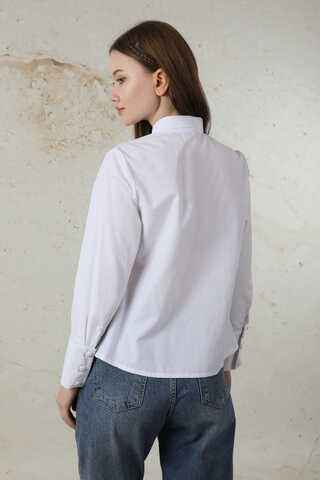 Poplin Kısa Gömlek Ekru - 5