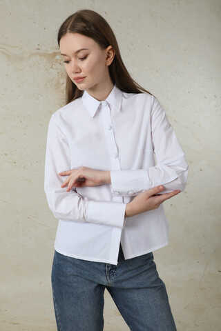 Poplin Kısa Gömlek Ekru - 1