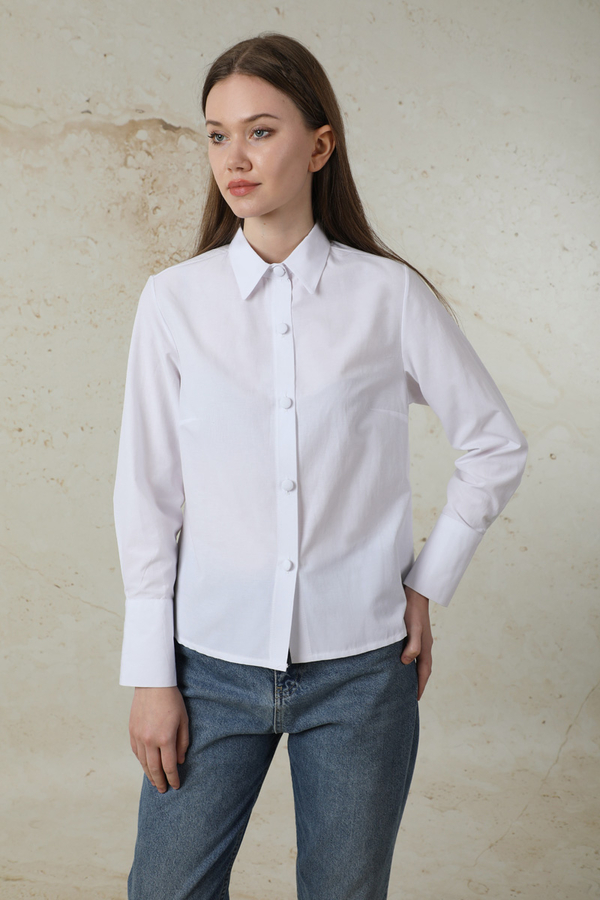 Poplin Kısa Gömlek Ekru - 2