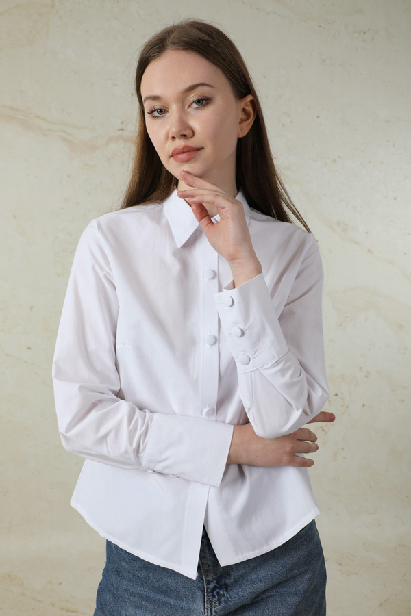 Poplin Kısa Gömlek Ekru - 3