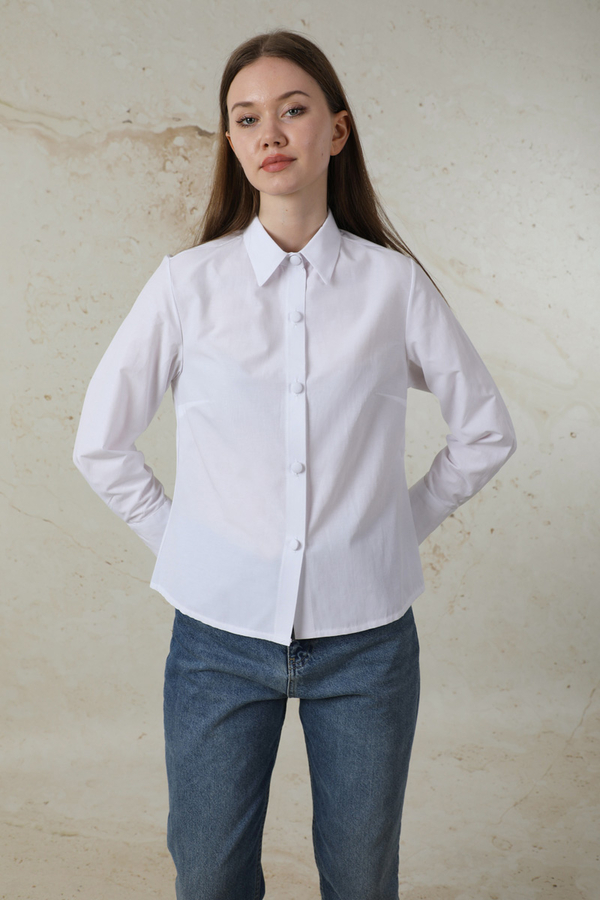 Poplin Kısa Gömlek Ekru - 4