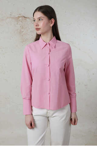 Poplin Kısa Gömlek Pembe - 2