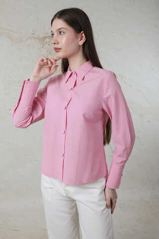 Poplin Kısa Gömlek Pembe - 3