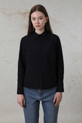 Poplin Kısa Gömlek Siyah - 3