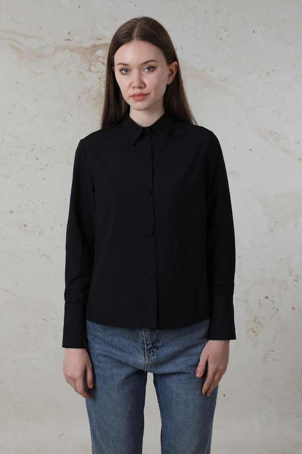 Poplin Kısa Gömlek Siyah - 3