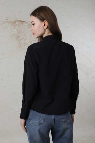 Poplin Kısa Gömlek Siyah - 6