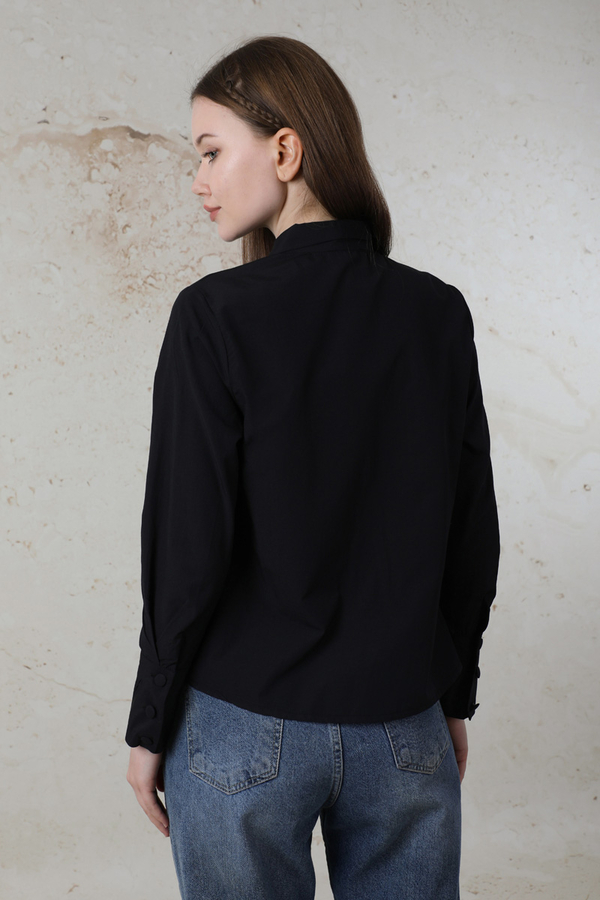 Poplin Kısa Gömlek Siyah - 6