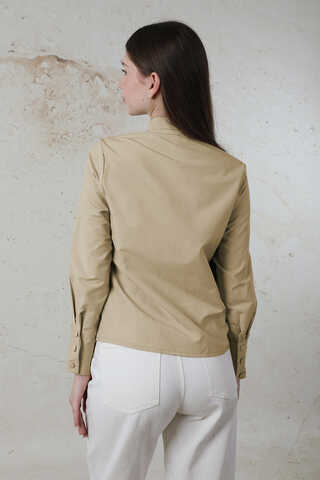 Poplin Kısa Gömlek Taş - 5