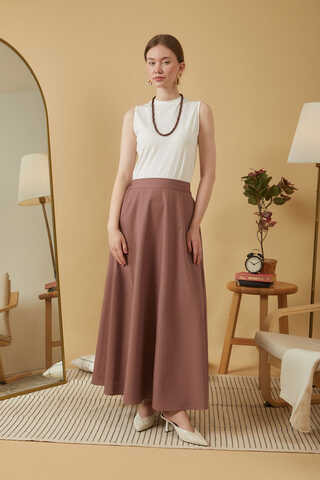 Poplin Skirt Brown - 4