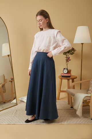 Poplin Skirt Navy Blue - 3