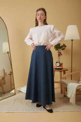 Poplin Skirt Navy Blue - 1