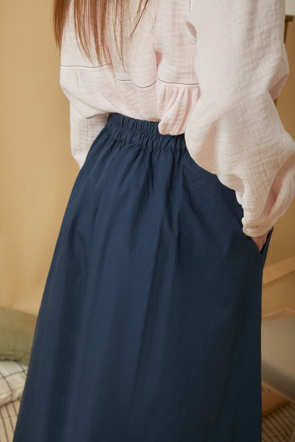 Poplin Skirt Navy Blue - 7