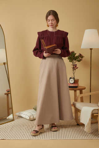 Poplin Skirt Taupe - 8